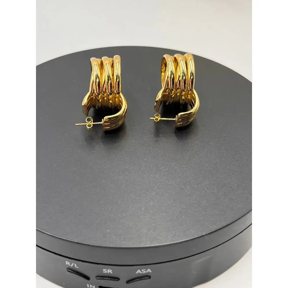 Oma The Label The Idea 18k Gold‎ Plated Chunky Hoop Statement Earring